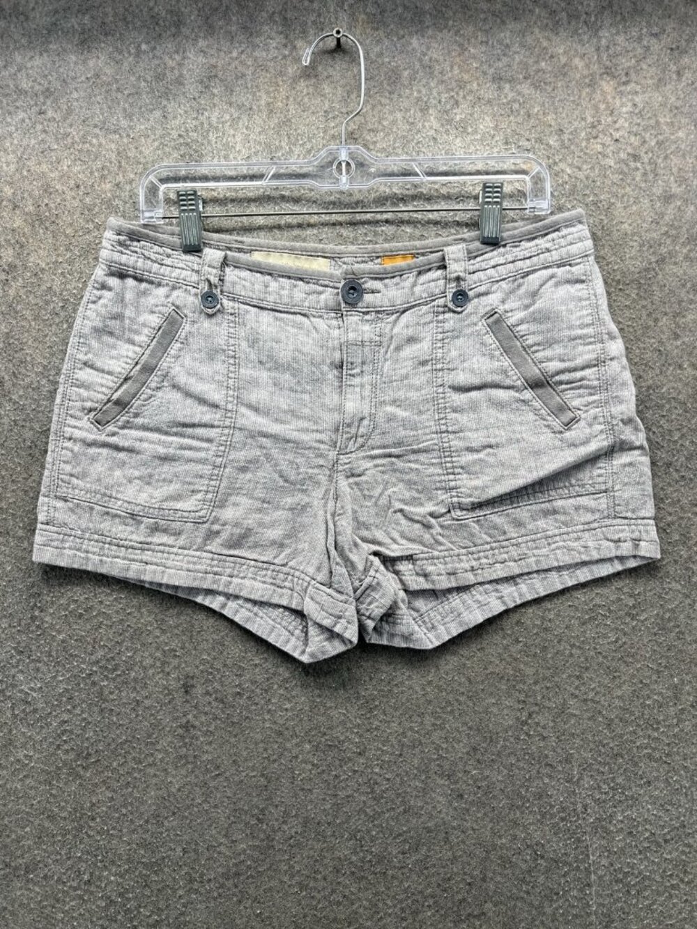 Pilcro And The Letterpress Shorts Womens 10 Gray Linen Chino 3 Inseam Casual